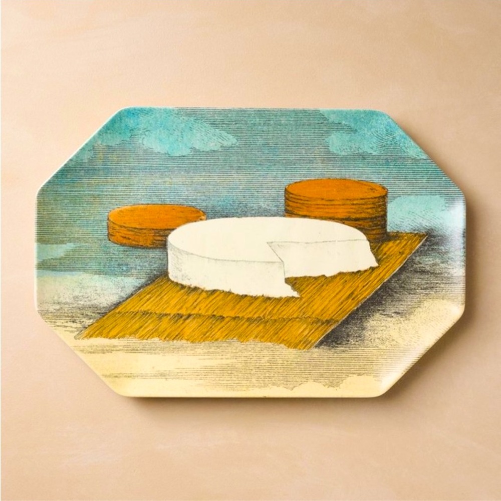 Decorative Cheese Platter Serving Tray - Blue, White & Gold